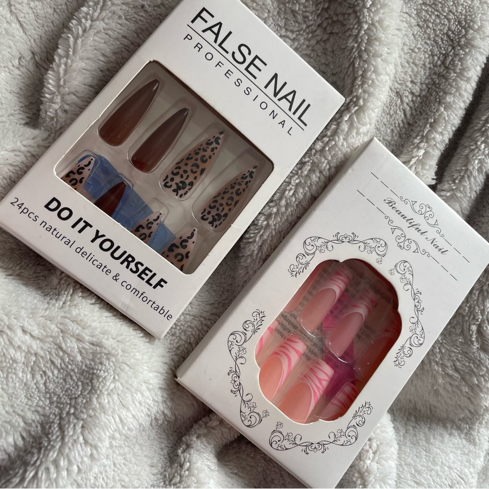 Brown & Blue Leopard Press-On Nails - 24pc